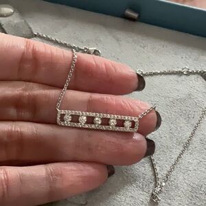 18KWG Charles Krypell New York Diamond bar necklace